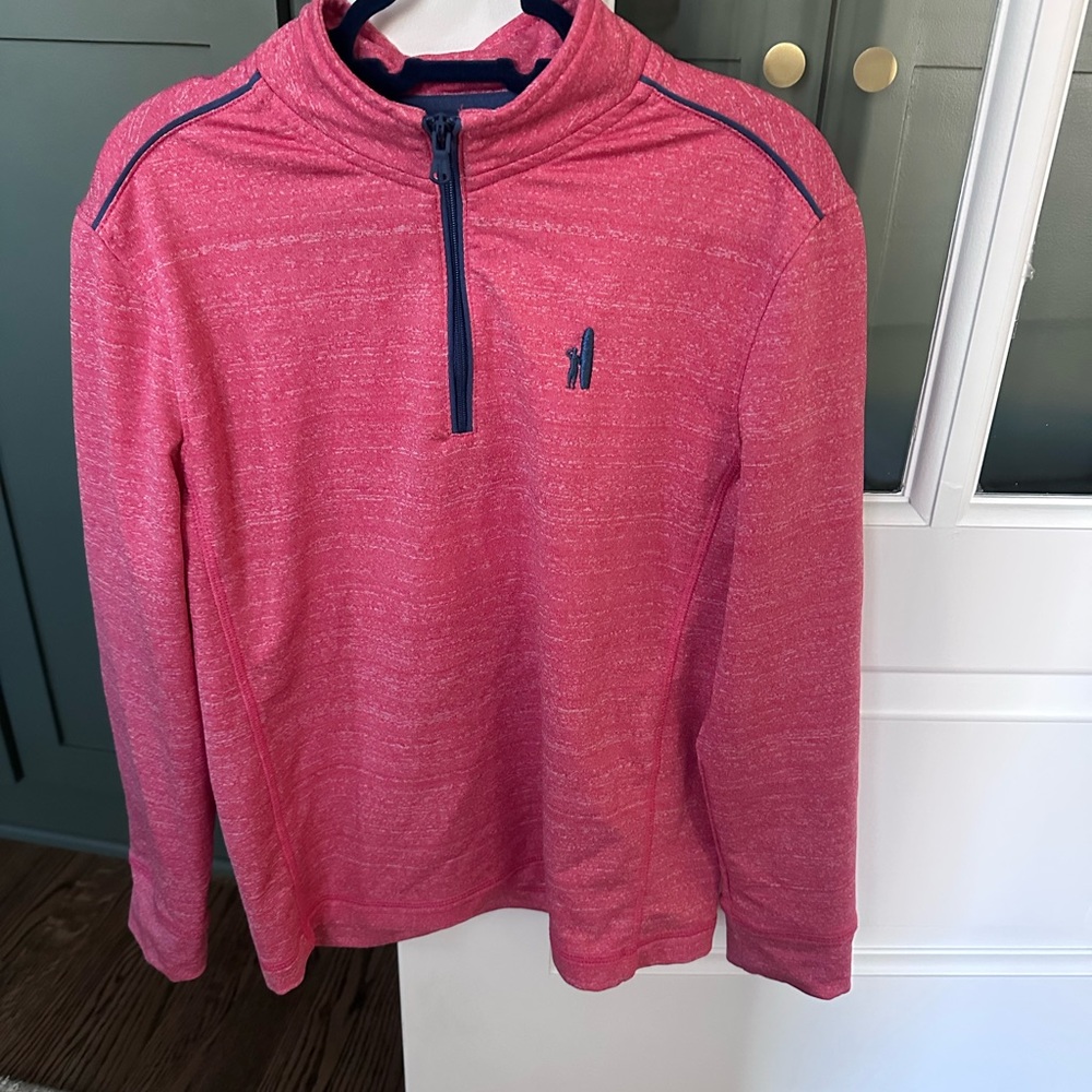 johnnie-O Heather Heathered red 1/4 Zip Pullover with blue Trim